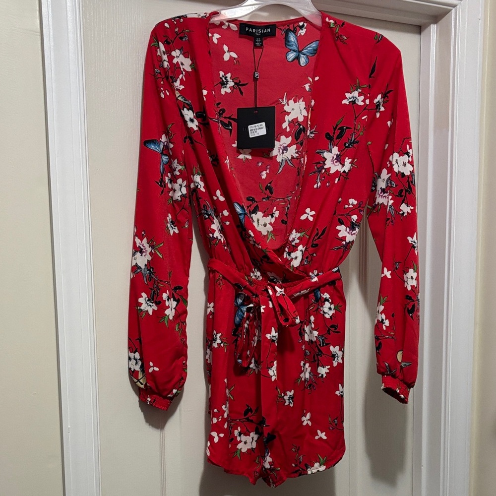 ASOS Parisian Tall Red Floral Romper